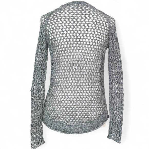 Denim & Supply Ralph Lauren Metallic Open Knit Crochet Sweater Fishnet Mobwife S - Picture 6 of 9